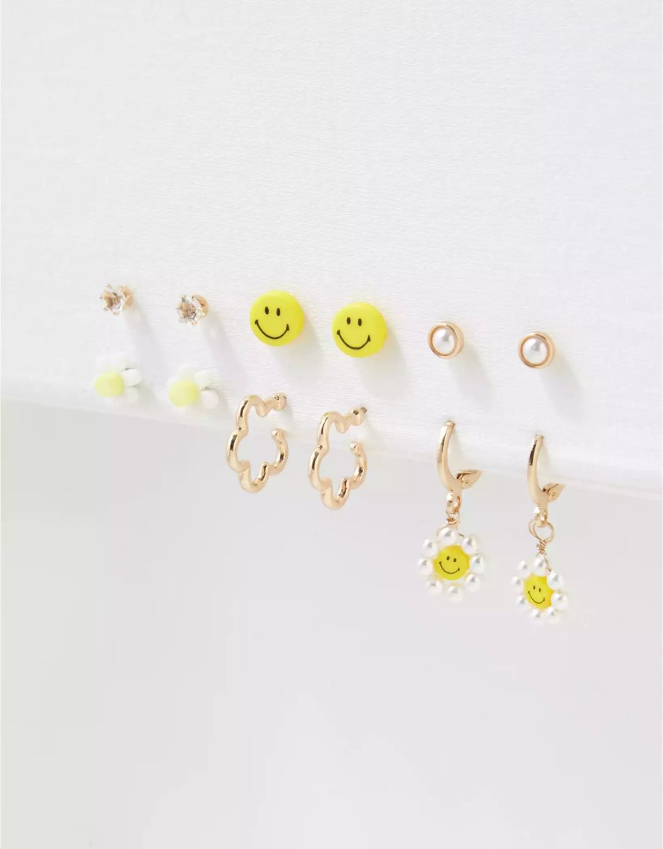 Bijoux American Eagle AEO Smiley Earring 6-Pack Jaune Femme | GGL-48043387